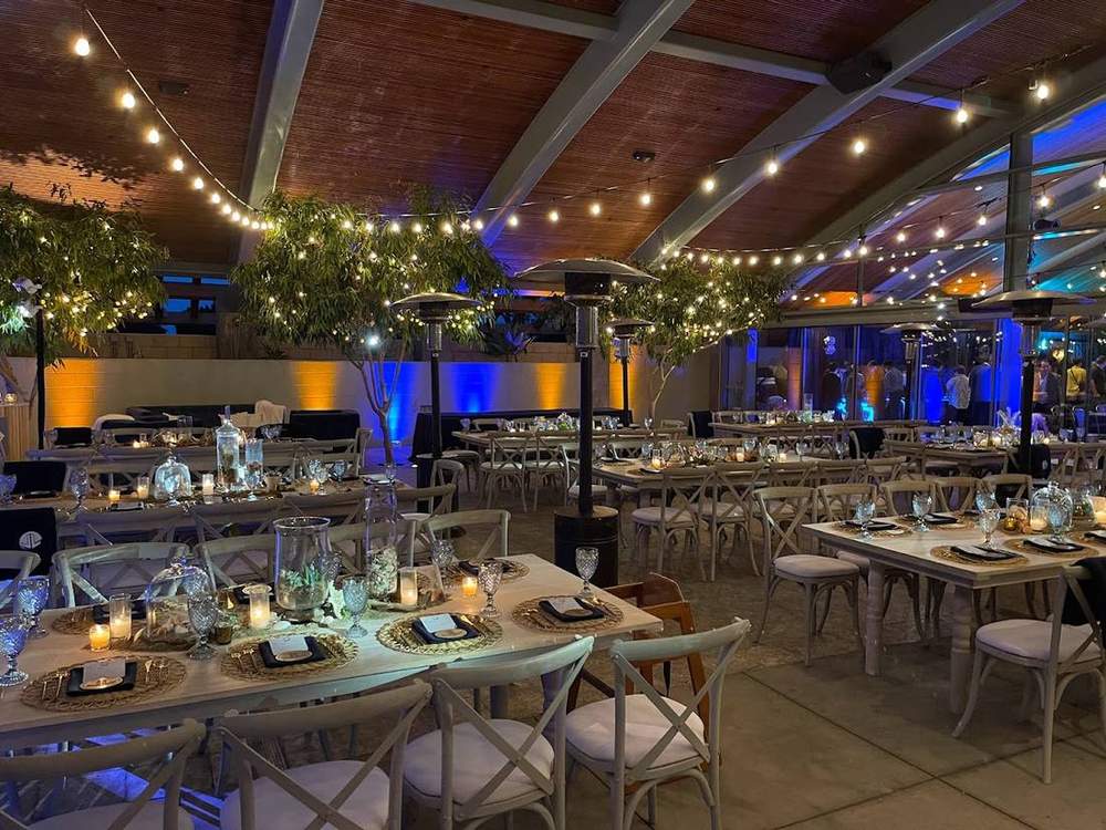 String lights at a Malibu outdoor event